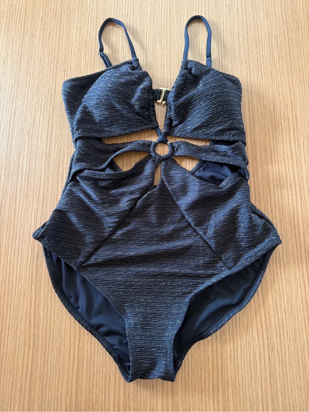 Time and Tru Black Shimmery Women's One Piece Bathing Suit